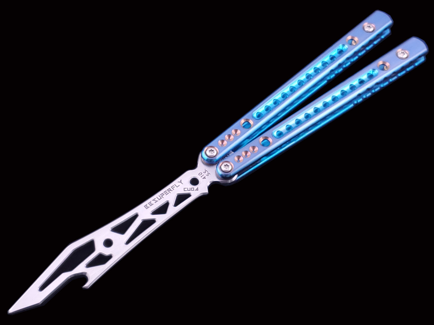 BBSuperFly Cuda with Teal,  Blue and Rose Gold Anodizing