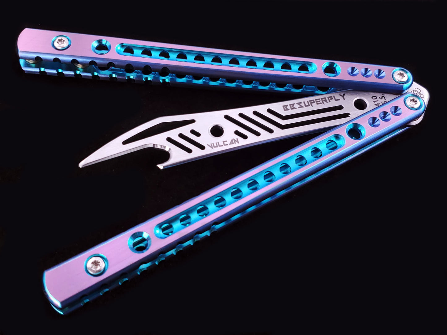 BBSuperFly Vulcan in Pink Teal and Blue Anodize