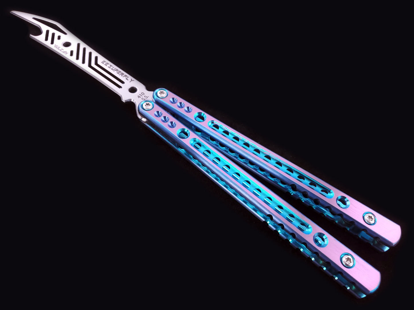 BBSuperFly Vulcan in Pink Teal and Blue Anodize