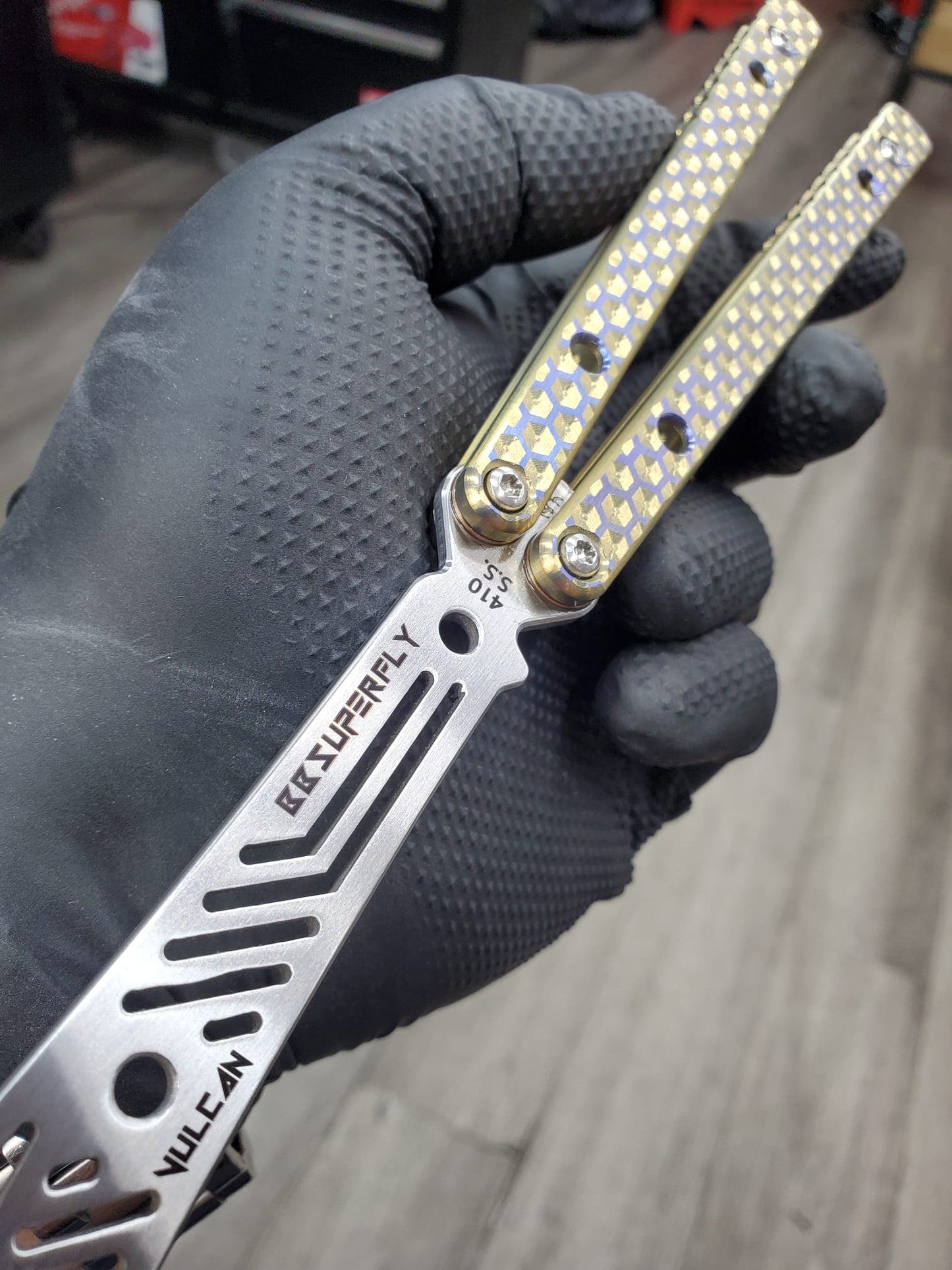 BBSuperFly HX Vulcan Anodize Gold and Blurple